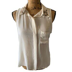 🍒 2/$20 🍒 New Six Degrees of Separation Sheer Tank, Button Up, Blinged Collar